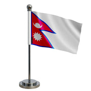Drapeau bureau népal polyester socle acier inoxydable