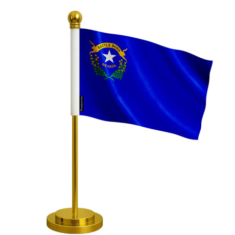 Drapeau bureau nevada polyester avec socle acier inoxydable