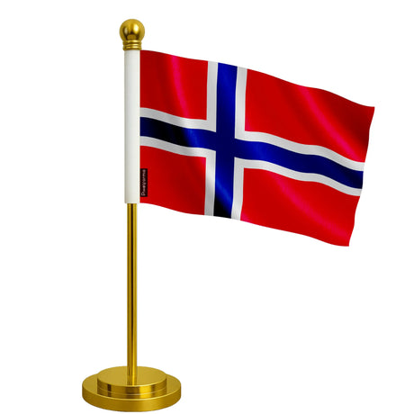 Drapeau bureau norvège polyester socle acier inoxydable