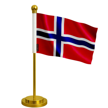 Drapeau bureau norvège polyester socle acier inoxydable