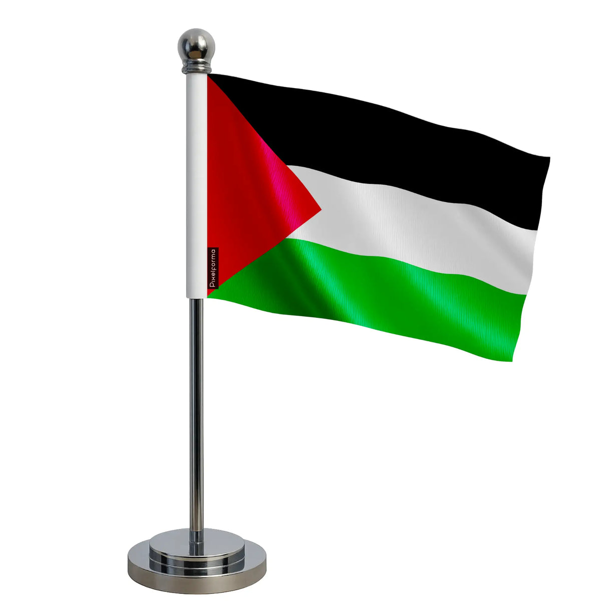 Drapeau bureau palestine polyester socle acier inoxydable