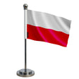 Drapeau bureau pologne polyester socle acier inoxydable