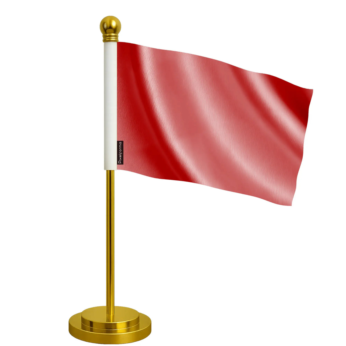 Drapeau bureau rouge clair polyester socle acier inoxydable