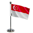 Drapeau bureau singapour en polyester socle acier inoxydable