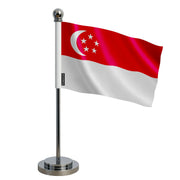 Drapeau bureau singapour en polyester socle acier inoxydable
