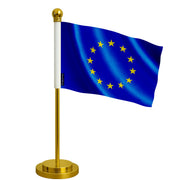 Drapeau bureau union européenne polyester socle acier inoxydable