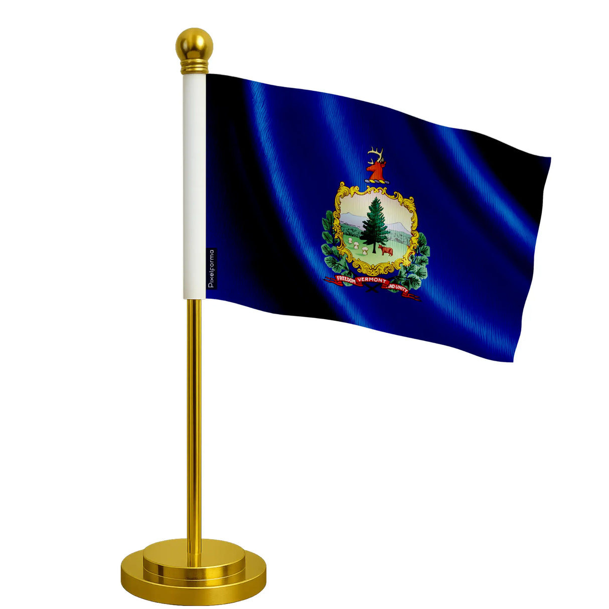 Drapeau bureau vermont polyester socle en acier inoxydable