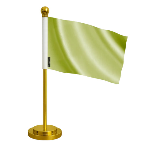 Drapeau bureau vert clair polyester socle acier inoxydable