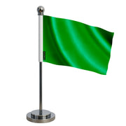 Drapeau bureau vert foncé polyester socle acier inoxydable