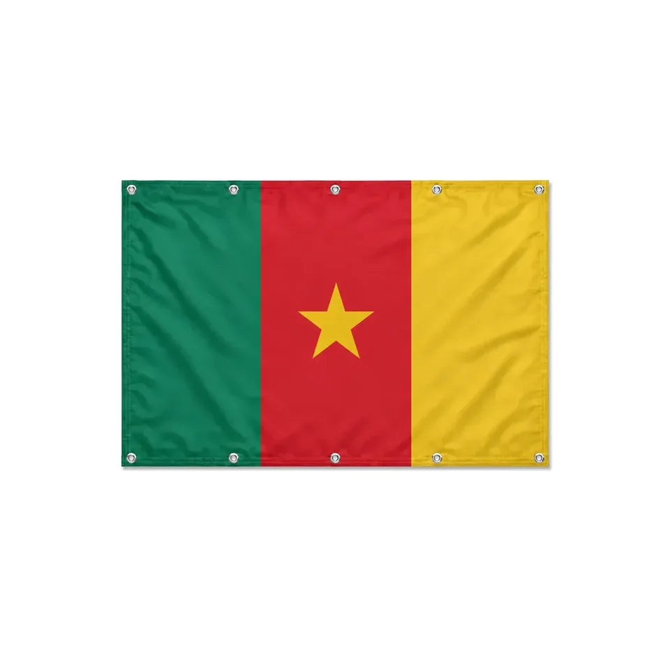 Drapeau du Cameroun format S en polyester avec dix œillets