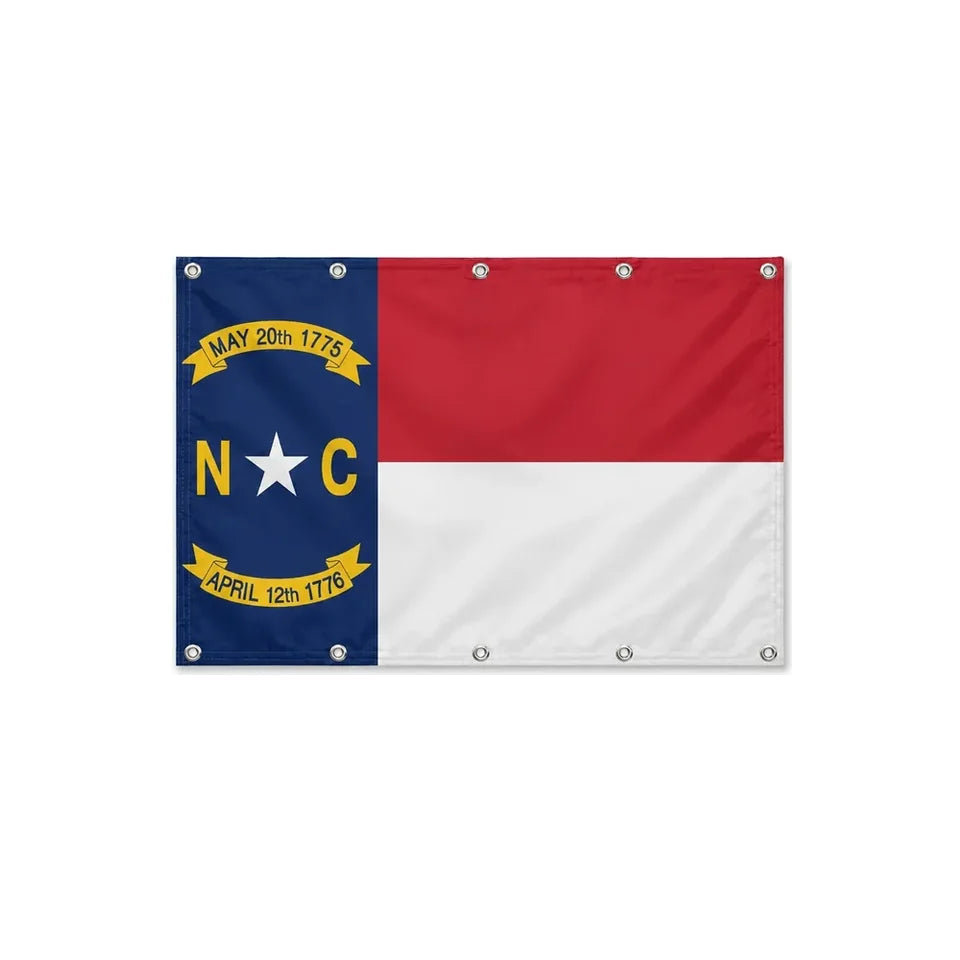 Drapeau de la Caroline du Nord format S en polyester avec dix œillets