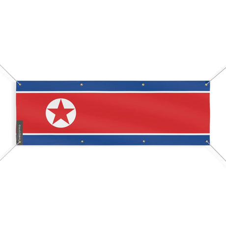 Drapeau corée du nord polyester résistant à 8 œillets