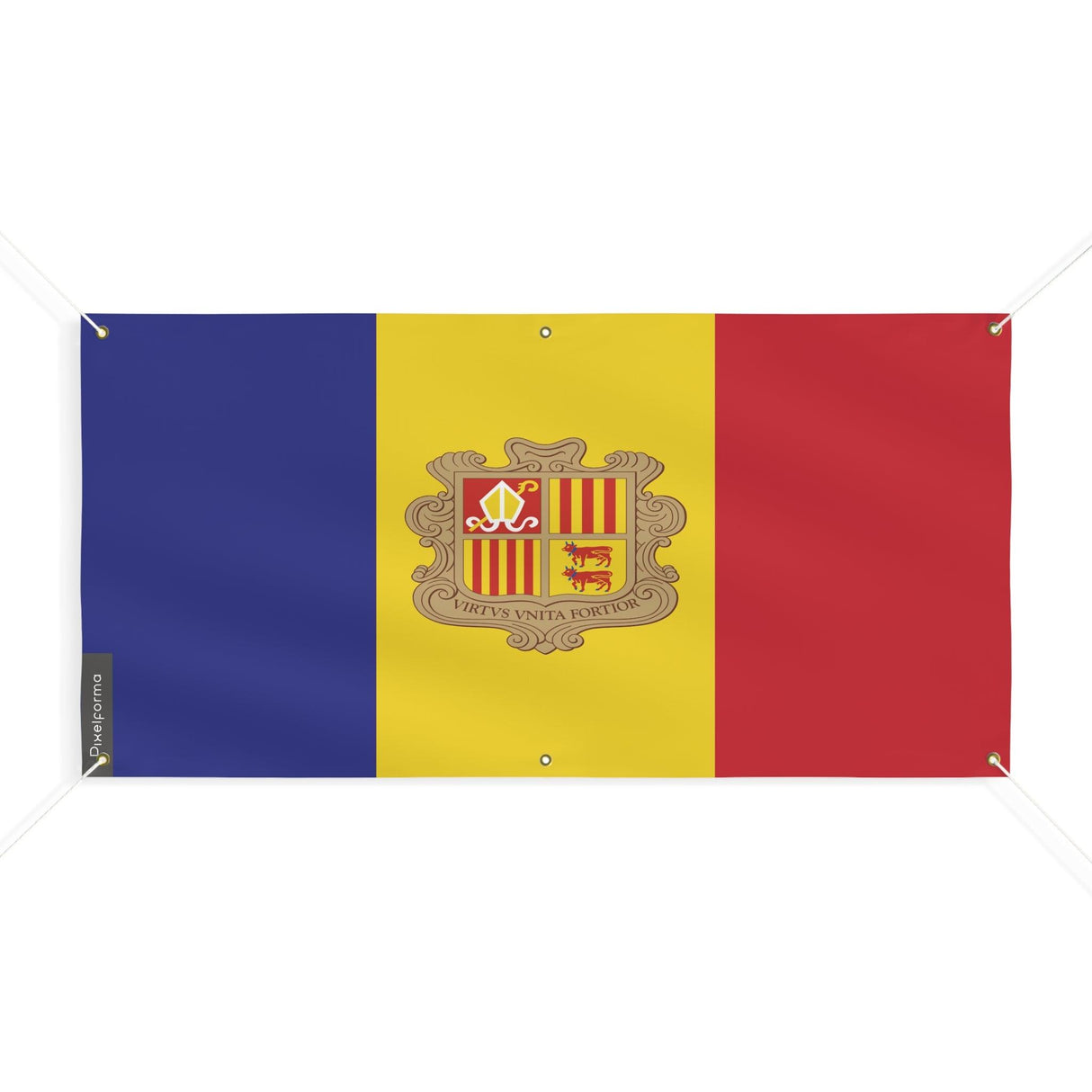 Drapeau d'Andorre 6 Oeillets en plusieurs tailles - Pixelforma 