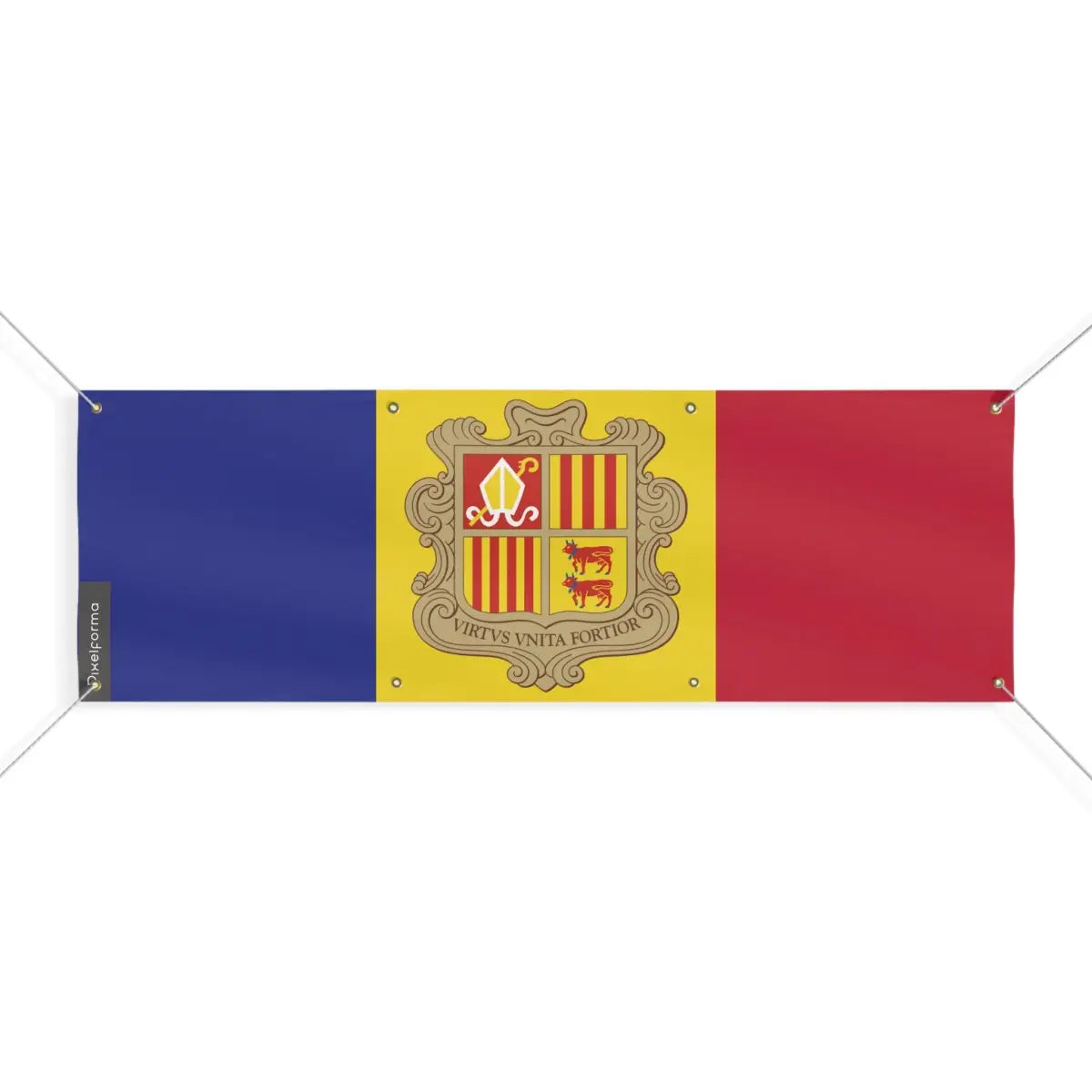 Drapeau d'Andorre 8 Oeillets en Plusieurs Tailles (L) - Pixelforma 