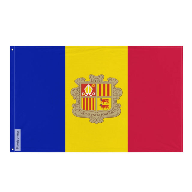 Andorra Flag in Multiple Sizes 100% Polyester Print with Double Hem - Pixelforma