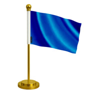 Drapeau de bureau bleu foncé polyester socle acier inoxydable