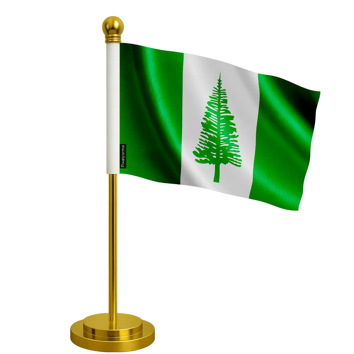 Drapeau de bureau île norfolk polyester socle acier inoxydable