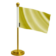 Drapeau de bureau jaune polyester socle acier inoxydable