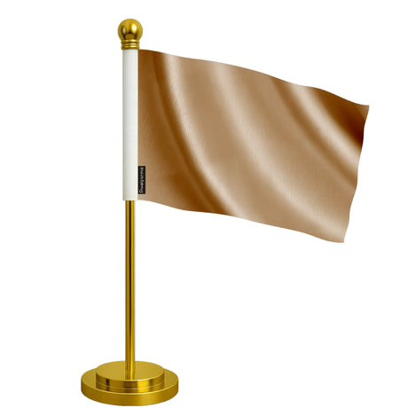 Drapeau de bureau marron polyester socle acier inoxydable