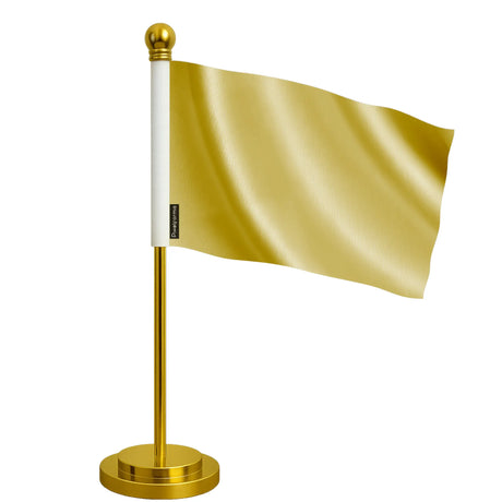 Drapeau de bureau orange clair polyester socle acier inoxydable