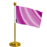 Drapeau de bureau rose polyester socle acier inoxydable