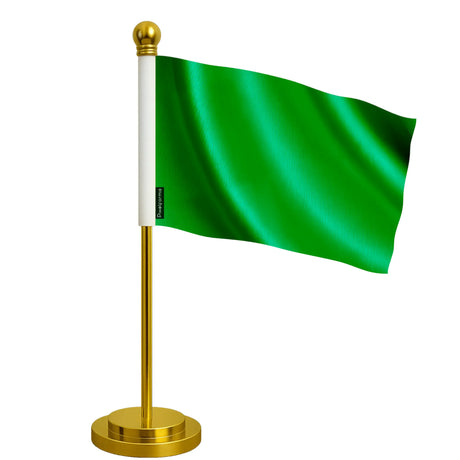 Drapeau de bureau vert foncé polyester socle acier inoxydable