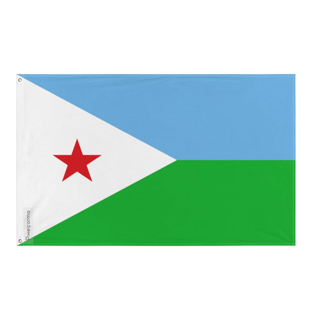 Djibouti Flag in Multiple Sizes 100% Polyester Print with Double Hem - Pixelforma