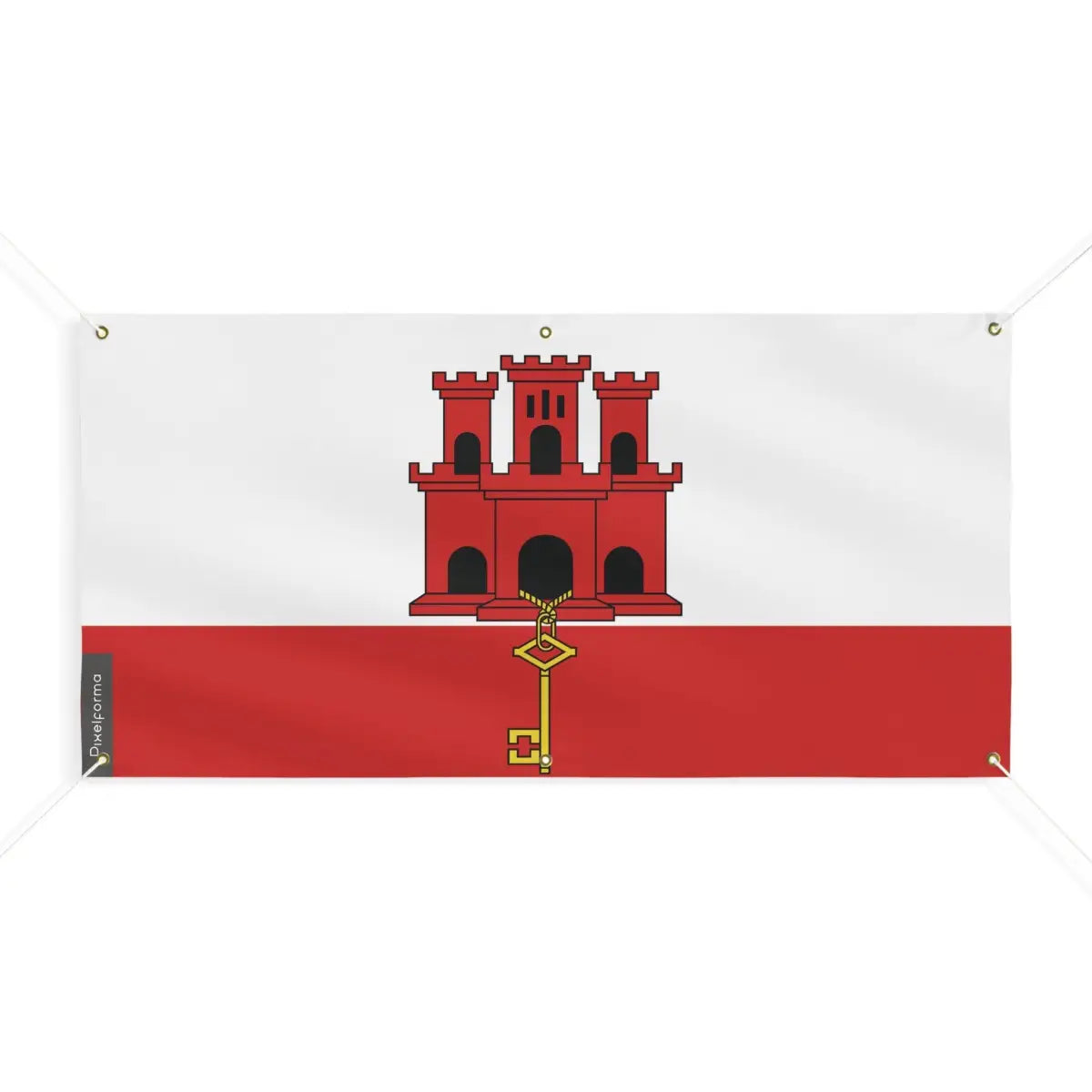 Drapeau de Gibraltar 6 Oeillets en Plusieurs Tailles (M) - Pixelforma 