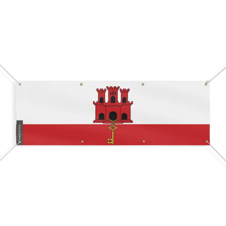 Drapeau de Gibraltar 8 Oeillets en Plusieurs Tailles (L) - Pixelforma 