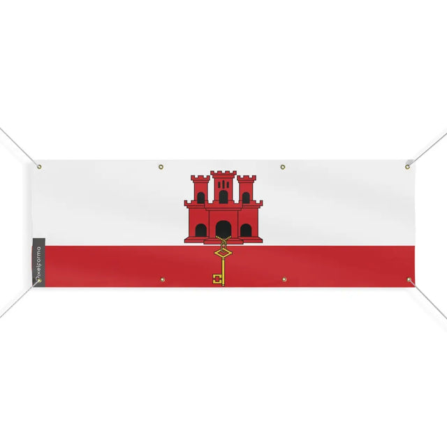 Drapeau de Gibraltar 8 Oeillets en Plusieurs Tailles (L) - Pixelforma 