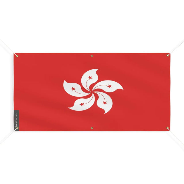 Drapeau de Hong Kong 6 Oeillets en Plusieurs Tailles (M) - Pixelforma 