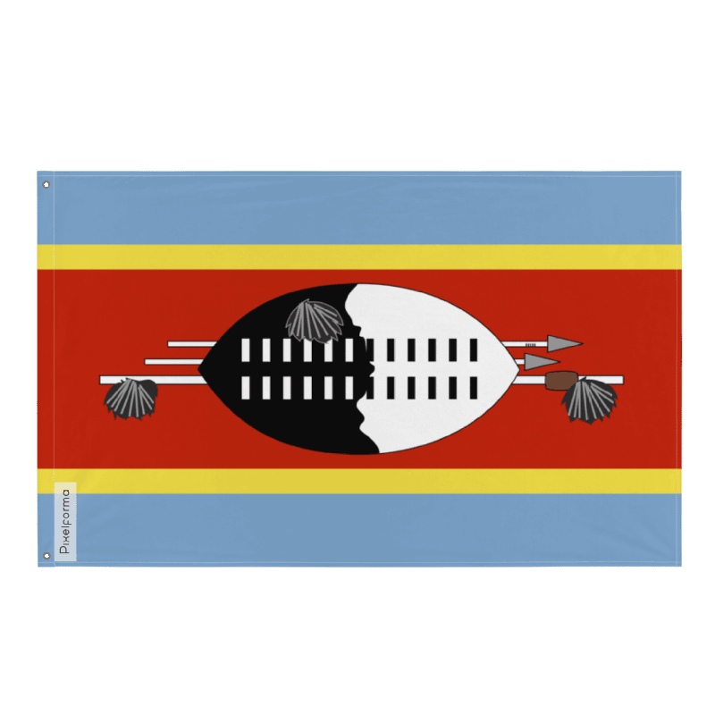 Drapeau de l'Eswatini en plusieurs tailles 100 % polyester Imprimer avec Double ourlet - Pixelforma