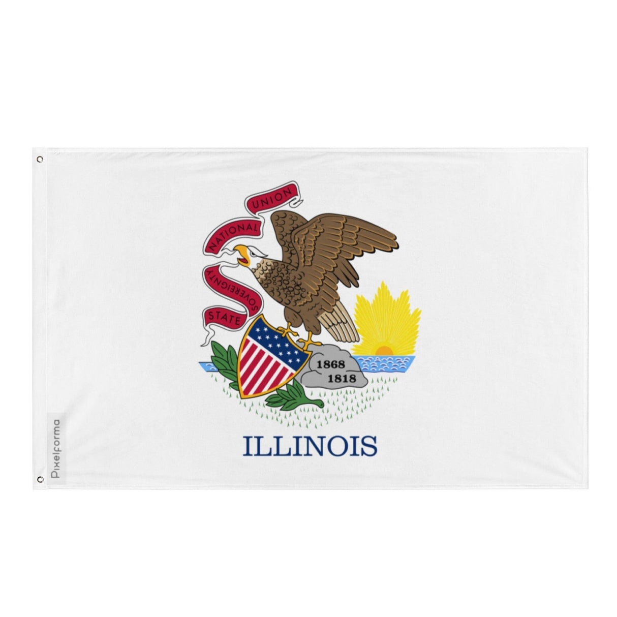 Drapeau de l'Illinois en plusieurs tailles 100 % polyester Imprimer avec Double ourlet - Pixelforma