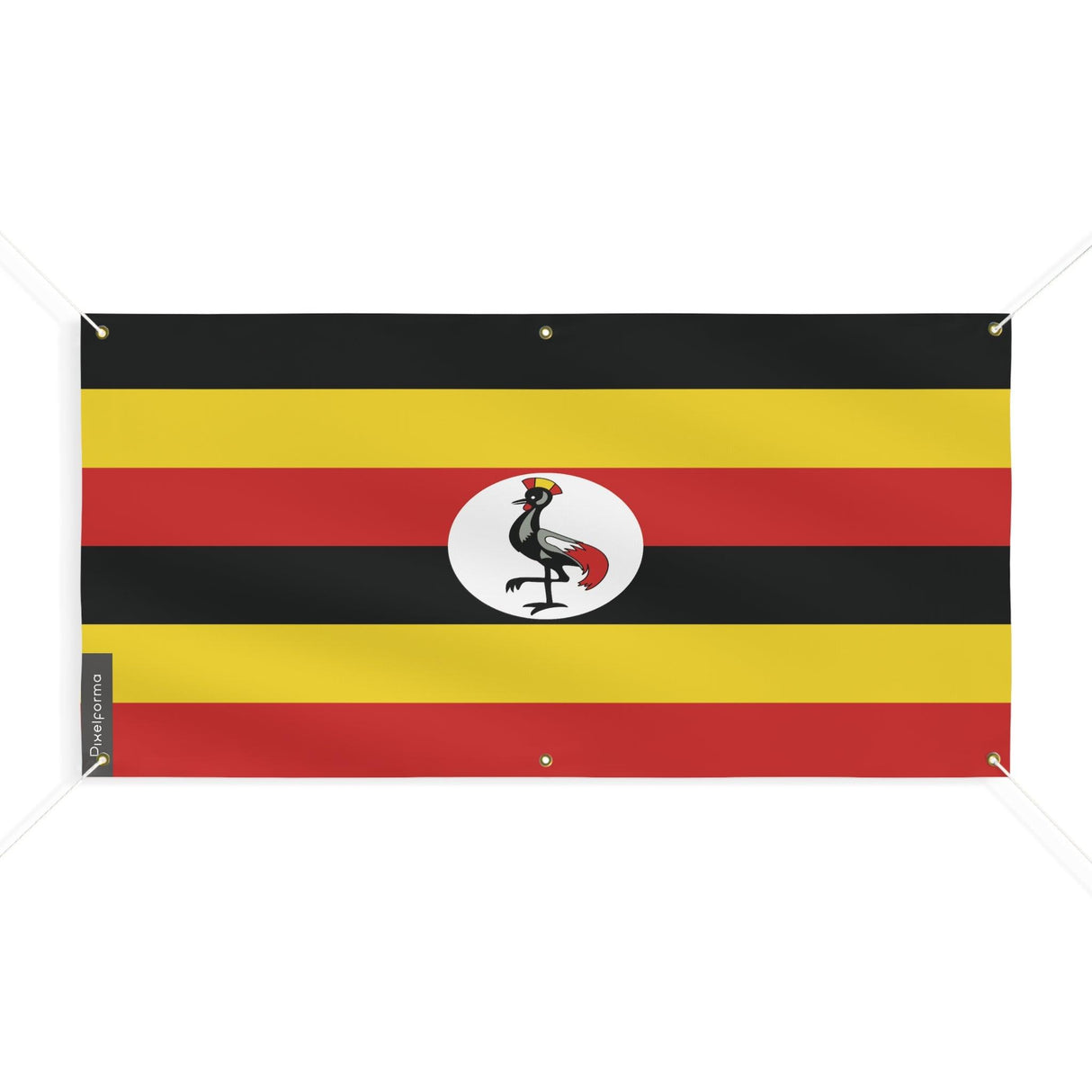 Drapeau de l'Ouganda 6 Oeillets en plusieurs tailles - Pixelforma