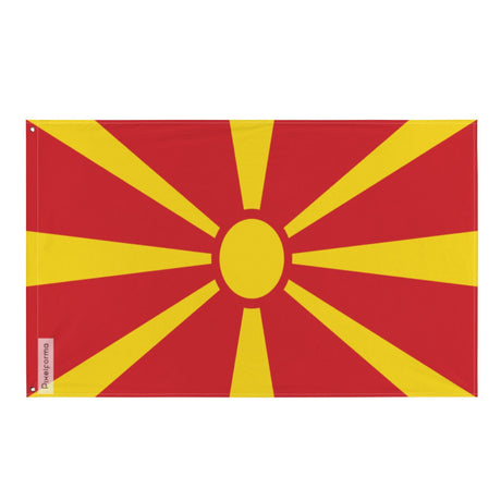 North Macedonia Flag in Multiple Sizes 100% Polyester Print with Double Hem - Pixelforma