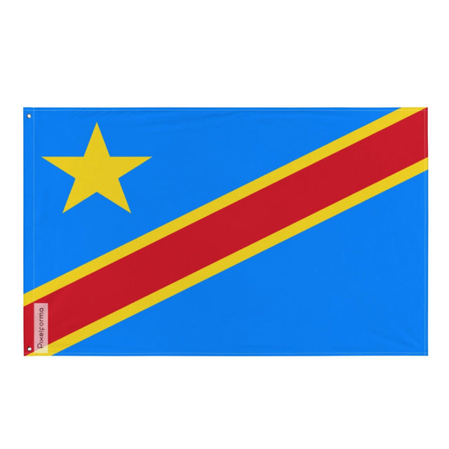 Drapeau de la république démocratique du Congo en plusieurs tailles 100 % polyester Imprimer avec Double ourlet - Pixelforma