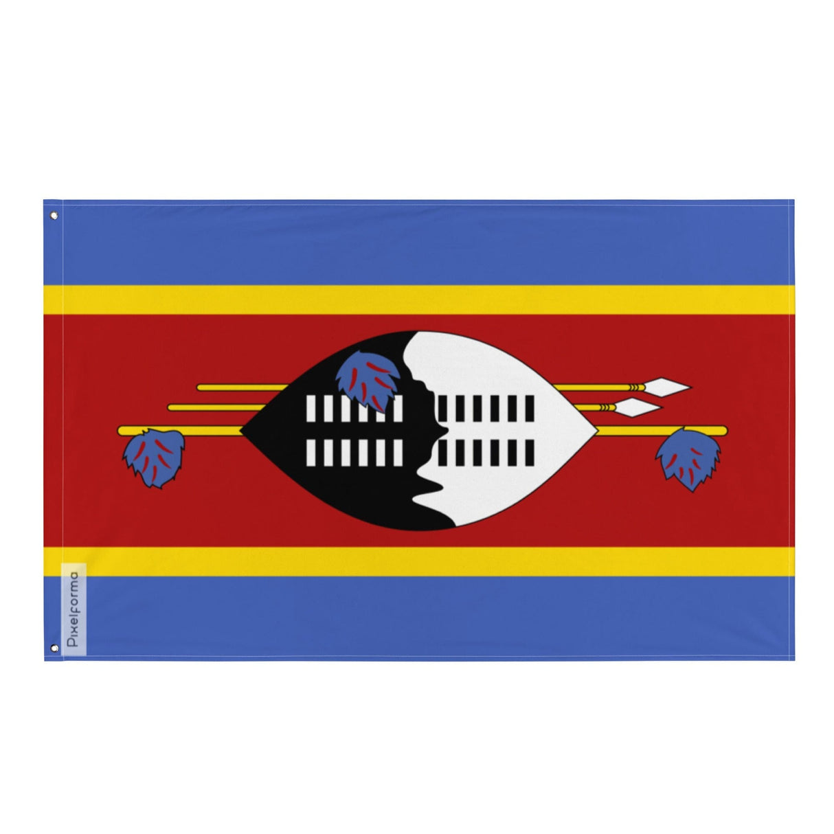 Eswatini Flag in Multiple Sizes 100% Polyester Print with Double Hem - Pixelforma
