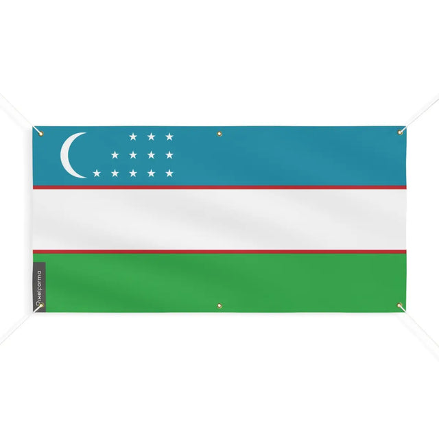 Drapeau de l'Ouzbékistan 6 Oeillets en Plusieurs Tailles (M) - Pixelforma 