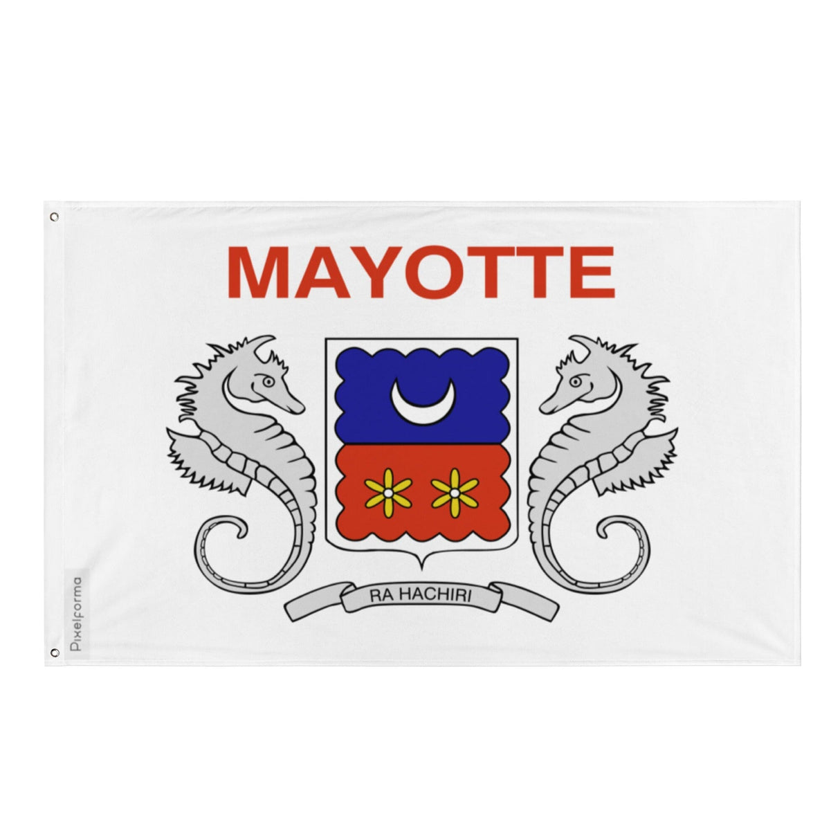 Mayotte Flag in Multiple Sizes 100% Polyester Print with Double Hem - Pixelforma