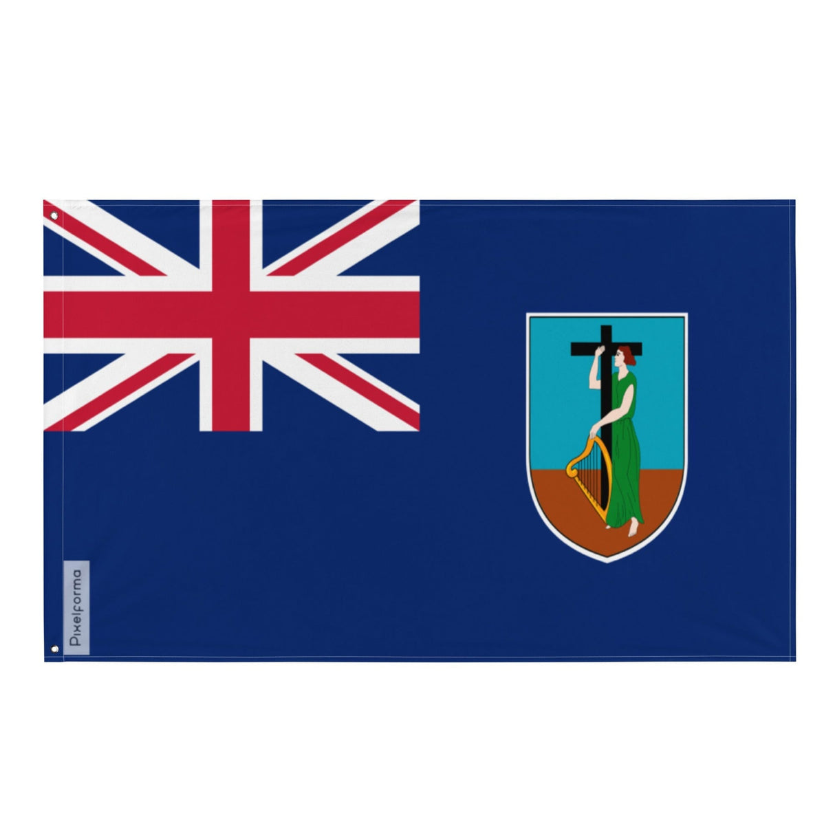 Montserrat Flag in Multiple Sizes 100% Polyester Print with Double Hem - Pixelforma