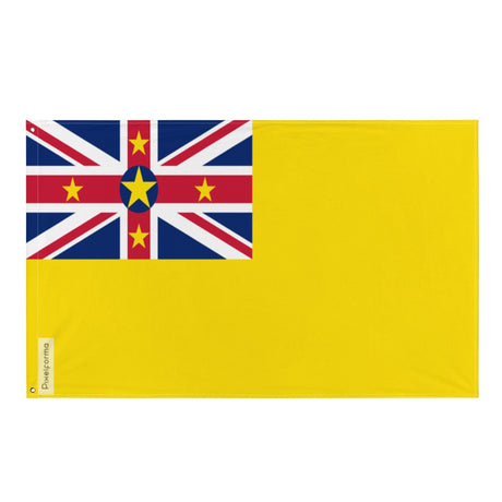Niue Flag in Multiple Sizes 100% Polyester Print with Double Hem - Pixelforma