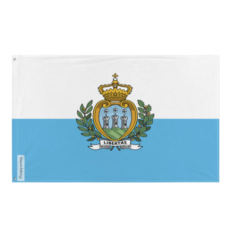 San Marino Flag in Multiple Sizes 100% Polyester Print with Double Hem - Pixelforma