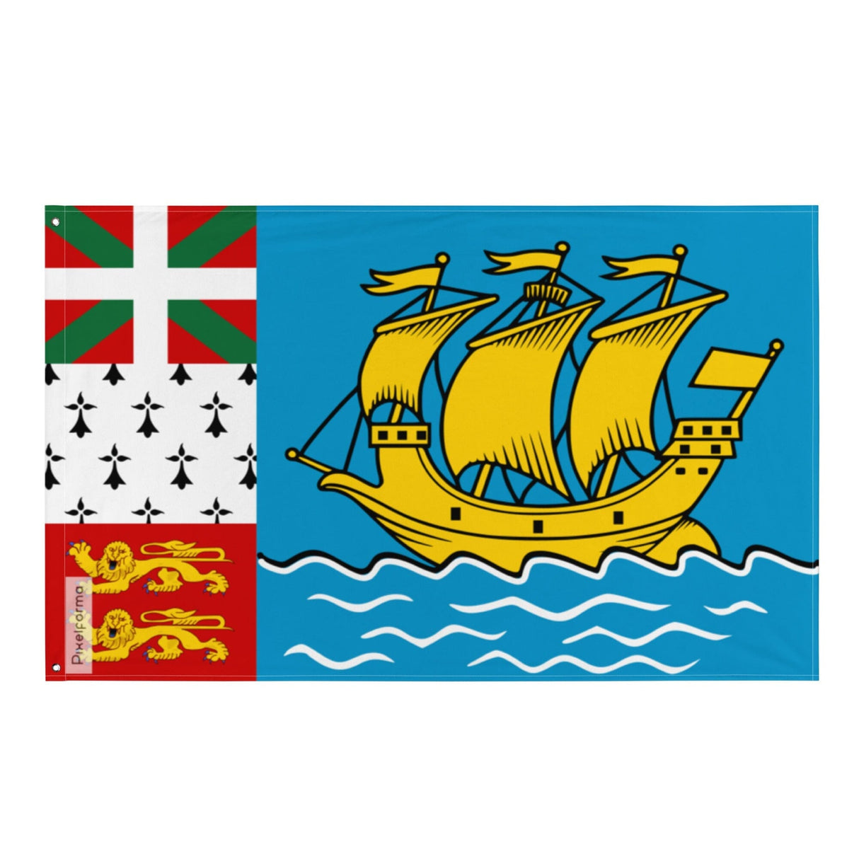 Flag of Saint Pierre and Miquelon in Multiple Sizes 100% Polyester Print with Double Hem - Pixelforma