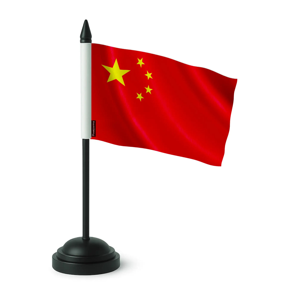 Drapeau de table chine en polyester avec socle noir élégant