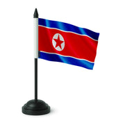 Drapeau de table corée du nord polyester socle noir