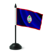 Drapeau de table guam polyester avec socle plastique noir
