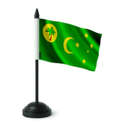 Drapeau de table îles cocos polyester socle plastique noir