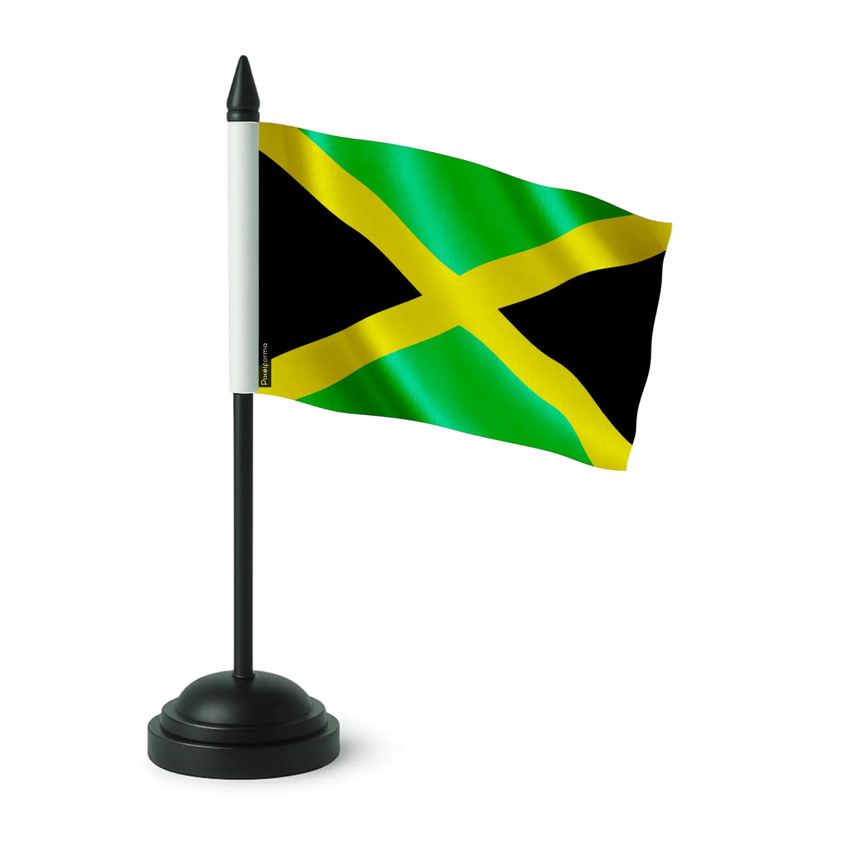 Drapeau de table jamaïque en polyester socle plastique noir