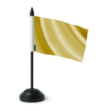 Drapeau de table orange clair polyester socle plastique noir