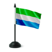 Drapeau de table sierra leone polyester socle plastique noir
